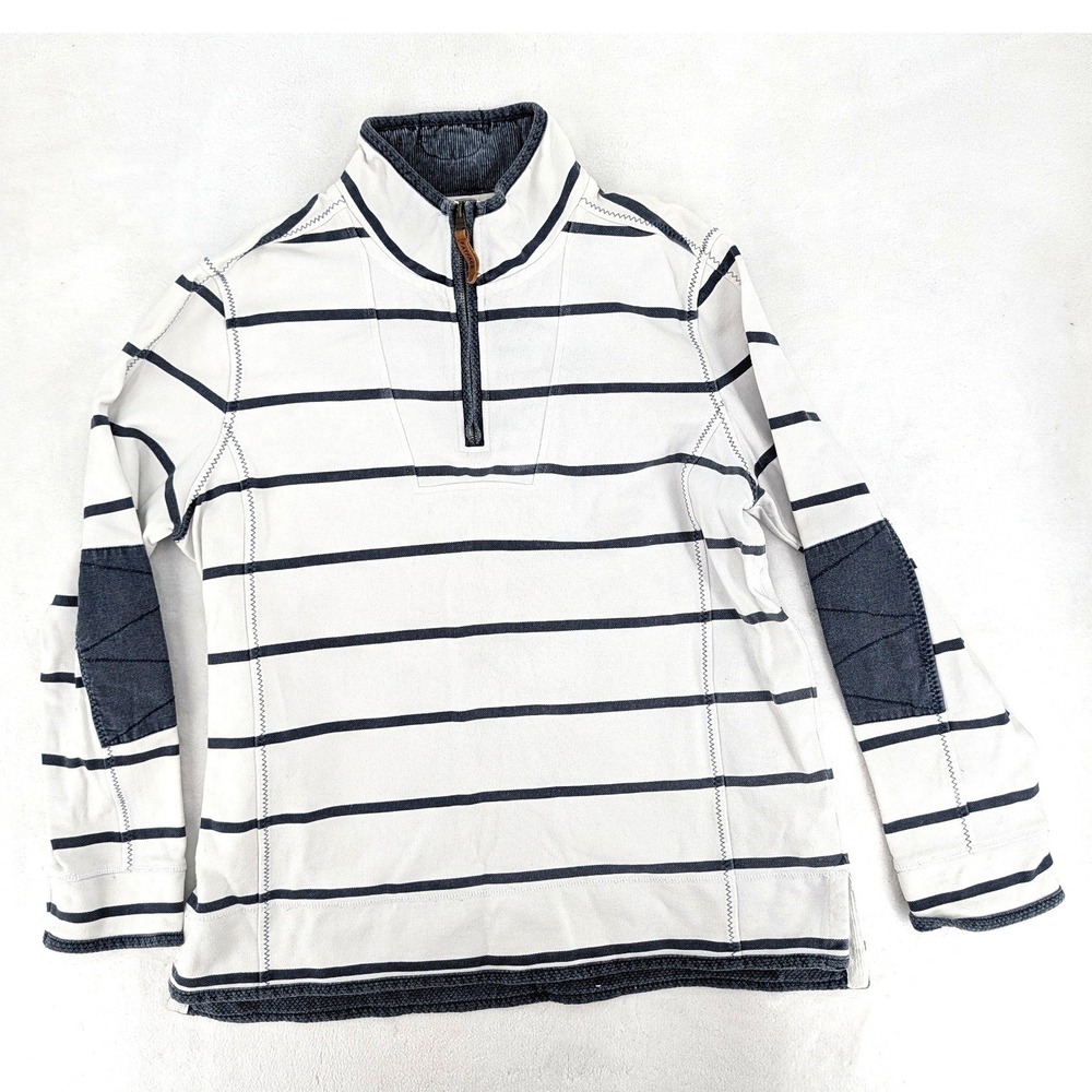 FatFace Airlie Quarter Zip Sweatshirt Striped Pique Cotton Pullover XL Men's